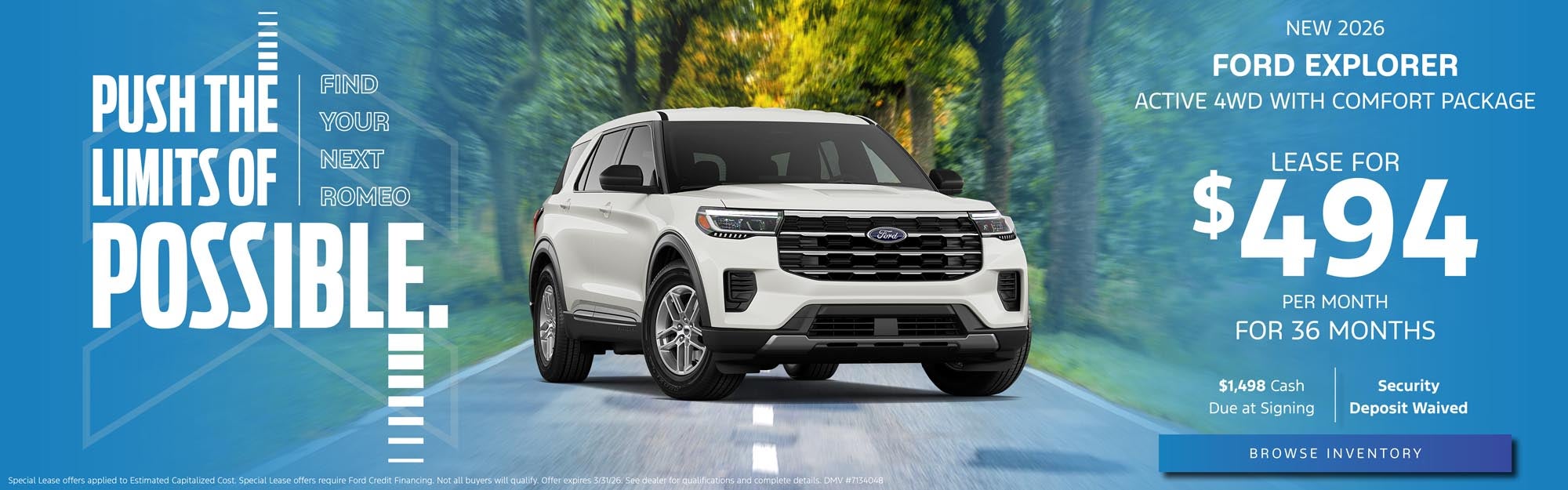 2026 Ford Explorer - $494 per month